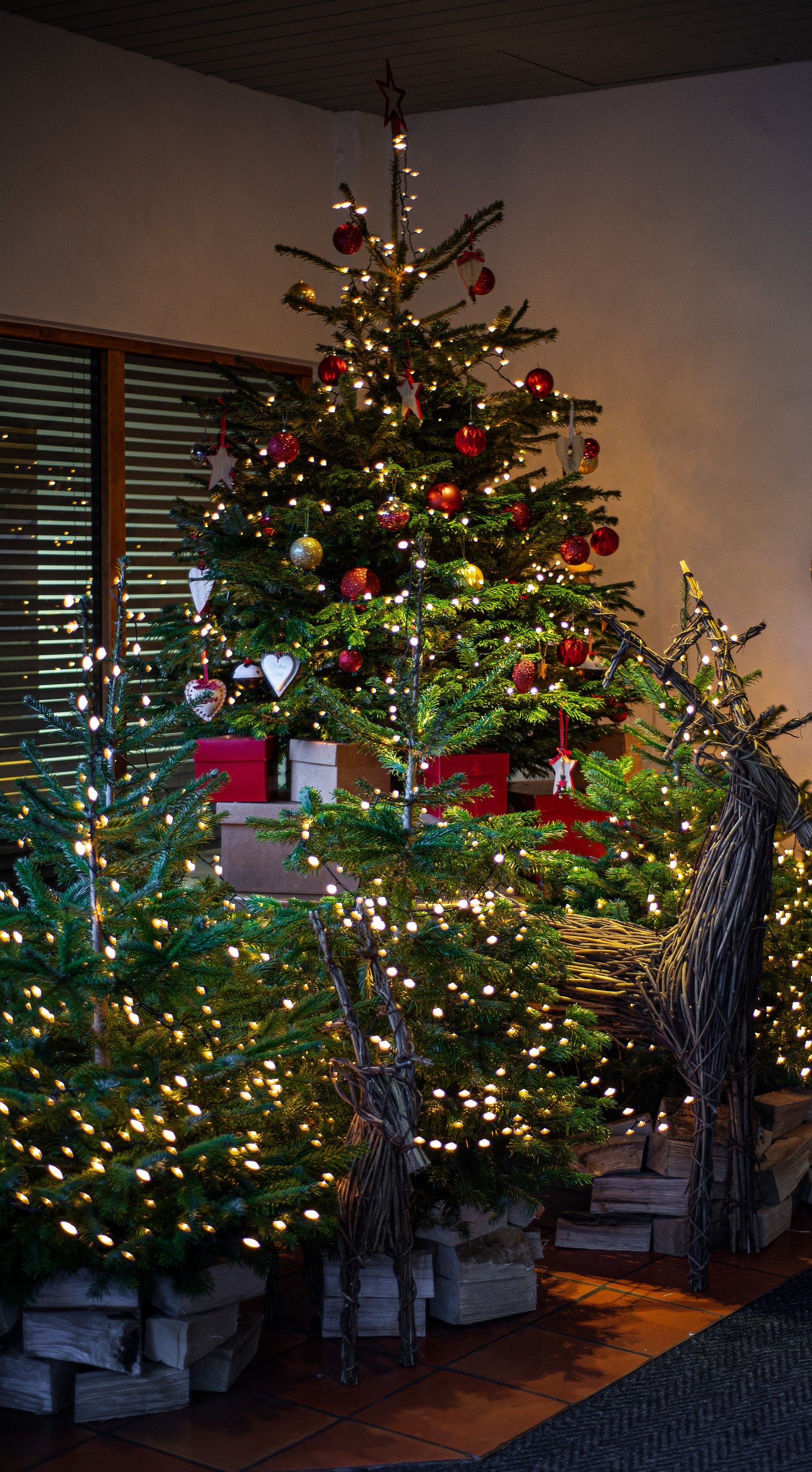 Christmas display at hotel entrance