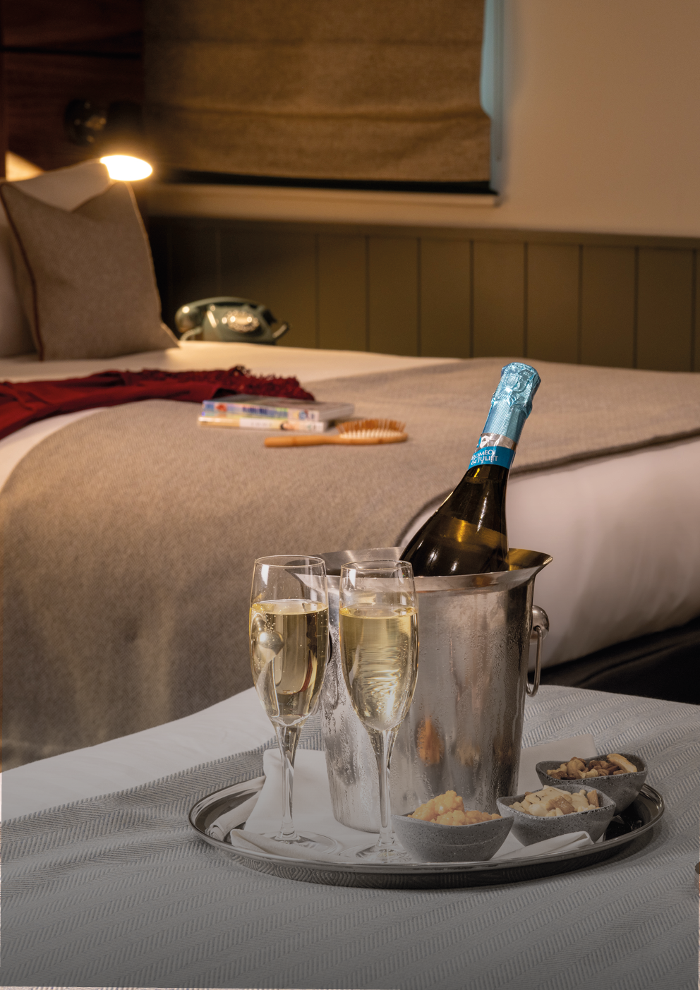 North Lakes bedroom with champagne bottle