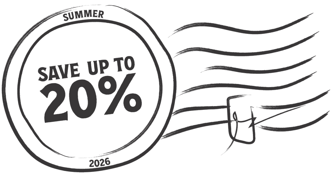 Save up to 20% summer sale stamp